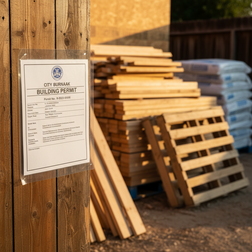 A close-up of a Burbank building permit notice, a key step in the Room Addition Permit and HOA Guide for Burbank.