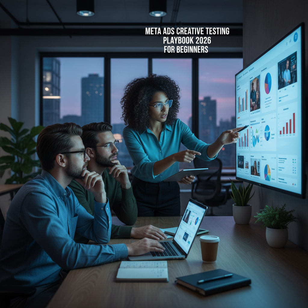 A team of four marketers analyzes a <a href=